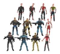 FRCOLOR Figurine d'action Soldat 10 CM Jouets en Plastique Modèle Flexible Accessoires pour Garçon et Filles Décoration de Jeu 12 Pièces