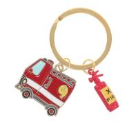 FRCOLOR Firefighter Keychain Metal Set With Fire Truck Extinguisher Fire Safety Charm For Bags Party Favors And Everyday Use