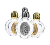 FRCOLOR Flacon Pour Eau Bénite En Métal En Relief 7.00X4.20X2.00Cm Bouteille Vide Pour Usage Religieux Baptême Offrandes Portable Et Hygiénique