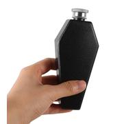 FRCOLOR Flasque Portable Polyvalente Forme Cercueil 3,5 Oz Noire en Acier Inoxydable pour Décoration Halloween et Fêtes à Thème Gothique
