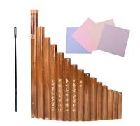 FRCOLOR Flûte de Pan Traditionnelle en Bambou 15 Tubes G Marron Bâtonnet et Chiffon de Nettoyage Instrument à Vent pour Débutants, Multifonctions, Usage Couleur Aléatoire Style Aléatoire