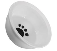 FRCOLOR Gamelle pour Chat en Céramique Blanche Motif Patte, Anti Glisse | Hauteur Confortable pour L’alimentation, Surface Lisse, Usage Eau ou Repas, Entretien Facile