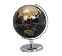 FRCOLOR Globe de Bureau Rotatif Noir et Or avec Support Blanc Décoration Géographique pour Maison Bureau Outil Pédagogique Abs et