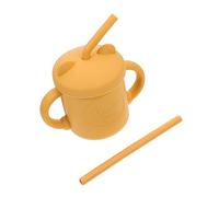 FRCOLOR Gobelet Apprentissage Garçon Fille Silicone avec Paille Souple Antidérapant pour Tout Petits Poignées Ergonomiques et Couvercle Portable Tasse de Formation Étanche pour Garçon