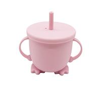 FRCOLOR Gobelet Sippy Silicone pour Garçon Fille Conteneur Étanche pour Eau et Lait pour Voyage Couleur Rose avec Paille