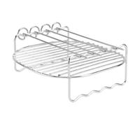 FRCOLOR Grille Carrée pour Friteuse à Air Chaud en Acier Inoxydable Argenté | Support Multifonction, Maintient les Brochettes, Usage Cuisson à Vapeur, Accessoire Cuisine, Rectangulaire