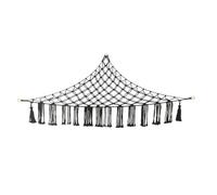 FRCOLOR Hamac Mural D’angle en Corde de Coton Noir, Filet Suspendu pour Peluches, Organisateur de Jouets Pratique pour Rangement Chambre Garçon et Filles, Décoration Murale Fonctionnelle