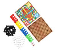 FRCOLOR Jeu Échecs Multifonction Bois Deux Un Jeu de Volant et Cinq Ligne Plateau Éducatif Familial avec Colorées pour Garçon Fille