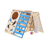 FRCOLOR Jouet d'escalade pour Hamster et Petits Animaux, Maison de Remise en Bois Naturel, Taille Moyenne, Aire de Jeu Intérieure pour Rongeurs Actifs et Curieux