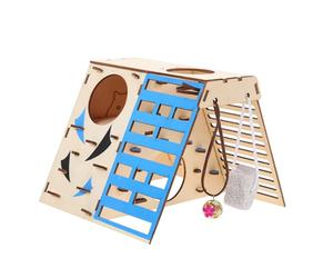 FRCOLOR Jouet d'escalade pour Hamster et Petits Animaux, Maison de Remise en Bois Naturel, Taille Moyenne, Aire de Jeu Intérieure pour Rongeurs Actifs et Curieux