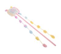 FRCOLOR Jouet pour Chaton D'intérieur Bâton Interactif en Peluche Moelleuse Couleur Macaron Rose, Longueur Allongée, Jeu Stimulant pour Divertir Chats Taquins