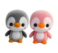 FRCOLOR Jouets en Peluche Pingouin Gris Et Rose pour Garçon Et Filles, Lot De 2 Mini Pingouins Doux, Décoration Voiture Et Chambre, Animal Peluche Interactif Éducatif