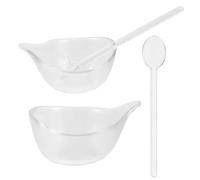 FRCOLOR Kit Bol en Verre Transparent avec Cuillère pour Masque Visage, Bol Mélangeur Élégant et Professionnel pour Préparation et Application Facile de Masques Faciaux