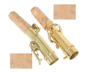 FRCOLOR Kit de Bocal de Soprano en Laiton Bec Droit et Bec Courbé, 2 Feuilles Incluses, Manche de Remplacement pour Saxophone, Accessoires pour Joueurs et Concerts