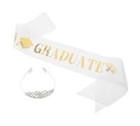 FRCOLOR Kit de Couronne et Écharpe de Remise de Diplômes 2026 Argentés Strass, Ensemble 2 Pièces pour Décoration et Accessoires de Fête de Fin D'études, Costume Cérémonie pour Femmes