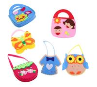 FRCOLOR Kit De Couture Paquet à Main Feutrine Garçon Et Filles DIY Artisanat Créatif Non Tissé 6 Pièces Motifs Cartoons Apprentissage Couture Débutant Usage École Voyage