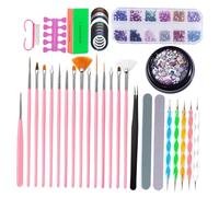 FRCOLOR Kit de Manucure Décoratif Complet Pinceaux pour Nail Art, Stylo Nail Art Perceuse 2 Styles D'outils Précis pour Ongles, Léger et Maniable, pour Usage Professionnel et Domestique