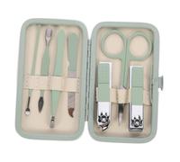 FRCOLOR Kit de Manucure Multifonction en Acier Inoxydable 7 Pièces Taille Moyenne Vert Matcha pour Femmes Soins des Ongles et Pédicure à Domicile