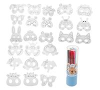 FRCOLOR Kit de Masques Animaux Diy pour Garçon Fille avec Feutres Aquarelle Masques à Peindre pour Activités et Performances Théâtrales