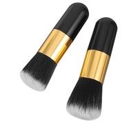FRCOLOR Kit de Pinceaux de Maquillage Chic 2 Pièces Pinceau Lâche Pinceau Blush Poils Synthétiques pour Application de Fond de Teint Blush Design Doré Élégant