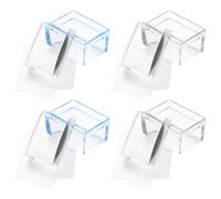 FRCOLOR Kit de Tampons pour Ongles 4 Pièces Tampons Rectangulaires Bleu et Transparent Plaques de Stamping pour Nail Art DIY Pochoirs pour Manucure French Outils de Manucure à Domicile