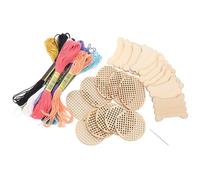 FRCOLOR Kit DIY de 31 Mini Planches Rondes en Bois Brut pour Broderie au Point de Croix, Pendentifs à Broder en Copeaux de Bois, Matériel Créatif Artisanal pour Loisirs Manuels