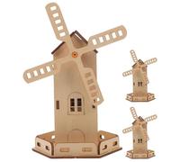 FRCOLOR Kit Éducatif Moulin à Vent Solaire en Bois 3 Pièces, D’Assemblage DIY pour Garçon et Filles, Activité Scientifique Solaire, Projet Pédagogique pour École Primaire, Kit Créatif