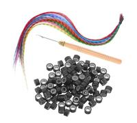 FRCOLOR Kit Extensions de Cheveux Colorées Plumage 13 Pièces Fibres Synthétiques Haute Température pour Filles Accessoires Micro-perles Crochet Bois Coiffures Fête