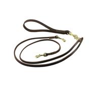 FRCOLOR Laisse Double pour Chiens et Chiots Réglable Cuir Résistant Longe de Traction Sécurisée et Confortable pour Promenade et Entraînement