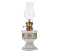 FRCOLOR Lampe à Huile Intérieure Vintage en Céramique et Verre, Lanterne à L'ancienne Double Dragon, Lampe à Pétrole Rustique pour Décoration et Éclairage de Secours, Usage Maison