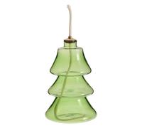 FRCOLOR Lampe à Huile Rechargeable en Verre en Forme de Sapin de Noël avec | 5,12 x 3,35 x 3,35 pouces, Petit porte-lampe à huile en verre de Noël, lampe décorative en verre pour la décoration de