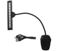 FRCOLOR Lampe de Pupitre à Clip 9 LED Noire en Plastique avec Câble D'alimentation, Réglable pour Piano et Bureau, pour Orchestres et Clubs Sombres