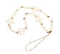 FRCOLOR Lanière pour Téléphone Portable à Perles Ajourée Étoile Cœur, Accessoire Léger et Solide, Unisexe, Taille Petite, Couleur Blanche, Dragonne Anti-perte pour Smartphone et Bijoux