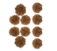 FRCOLOR Lot de 10 Balles à Pompons pour Chats D’intérieur en Peluche Douce Marron - Jouets Interactifs Stimulants et Légers pour Chatons, Boules Rebondissantes Sécurisées pour Jeux