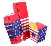 FRCOLOR Lot de 10 Boîtes à Bonbons Pliables de Popcorn, Décor Patriotique Drapeau Américain, Petites Boîtes à Friandises pour Invités, Coffrets Présents pour Fêtes du 4 Juillet