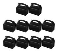 FRCOLOR Lot de 10 Boîtes à Gâteaux Portatives en Carton Robuste Noir Obsidienne, Boîte à Biscuits et Friandises pour Fêtes, Récipients D'emballage Alimentaires Pratiques Odeur