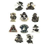 FRCOLOR Lot de 10 Broches en Alliage Doré et Argenté Style Corbeau, Épingles de Médecin Peste pour Vêtements, Accessoires Femme, pour Fêtes et Usage Couleur Aléatoire Style Aléatoire