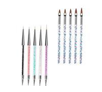 FRCOLOR Lot de 10 Pinceaux Liner et Stylos à Points pour Nail Art, Pinceaux Double Tête de Manucure, Accessoires de Salon et Maison, Outils Précis pour Décoration des Ongles