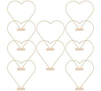 FRCOLOR Lot de 10 Sets de Cercles Décoratifs en Métal Doré 3 Mm avec Socles en Bois, Décorations de Table Mariage DIY, Anneaux Cœur et Lune 25 Cm pour Couronnes et Centres de
