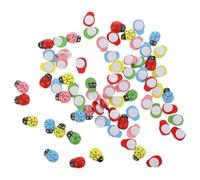 FRCOLOR Lot de 100 Coccinelles Miniatures Autocollantes en Bois Colorées 8x11 Mm Double-Face, Décorations Adhésives pour Micro-Paysage, Jardin Féerique et Loisirs Créatifs