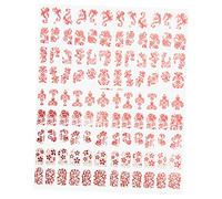 FRCOLOR Lot De 108 Autocollants Nail Art 3d à Fleurs Rouge Métallisé Grosse Taille Décor D'estampage Pour Ongles Femme Manucure Diy