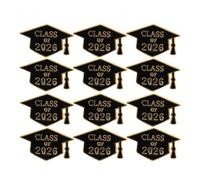 FRCOLOR Lot de 12 Broches Insigne de Chapeau de Graduation 2026, Épingles pour Étudiants en Métal Léger Noir, Badges de Revers pour Fêtes de Fin D’études et Présents Scolaires