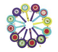 FRCOLOR Lot De 12 Hochets Tambours à Secouer Pour Bébé, Jouets Éducatifs En Plastique Solide, Motif Fruits Colorés, Éveil Sensoriel Et Coordination Main-œil, Jouets Portables Pour -nés