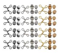 FRCOLOR Lot de 12 Sets de Sets de Boutons de Serrage pour Jeans, Taille Réglable sans Couture, Petit Format 27 Mm, Couleurs Argenté, Noir et Or, Accessoires de Couture Pratiques