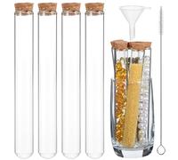 FRCOLOR Lot de 16 Tubes à Essai en Verre Borosilicate Haute Résistance avec Bouchons en Liège Entonnoir et Brosse de Nettoyage Inclus Tubes Transparents pour Laboratoire Conservation