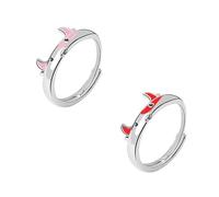 FRCOLOR Lot de 2 Bagues Ouvertes en Cuivre Unisexe Ajustables Motif Taureau Couleurs Rouge et Rose Bagues Ox Year pour Étudiants et Usage Quotidien Présent Original pour L'Année du