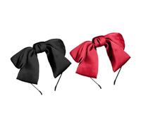 FRCOLOR Lot De 2 Bandeaux Noués En Satin Noir Et Rouge, Taille Unique, Accessoires Décoratifs Créatifs Pour Femmes, Coiffure Cosplay Et Fêtes, Bandeaux Décoratifs Élégants
