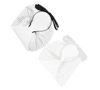 FRCOLOR Lot de 2 Bandeaux Vintage à Nœud avec Voile en Maille Respirante, Ruban Satin Noir et Blanc, Bandeaux Larges Ajustables pour Femmes, Accessoires Cheveux pour Mariages, Fêtes
