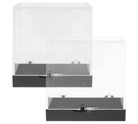 FRCOLOR Lot de 2 Boîtes D’Exposition Carrées pour Minéraux 6,8x6,8x6,8 Cm Socle Noir, Boîte de Rangement Transparente pour Spécimens et Objets de Collection, Présentoir Stable pour Bureau