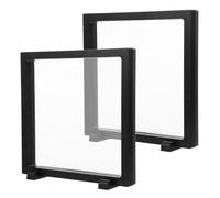 FRCOLOR Lot de 2 Boîtes D'exposition Carrées 18x18 Cm Noires, Présentoirs Flottants Transparents en Plastique Rigide pour Badges, Bijoux, Médailles et Objets de Collection, Vitrines